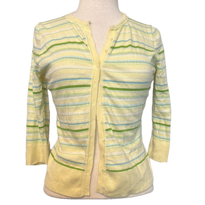 Express Striped Cardigan Cotton Cashmere Blend Size Medium